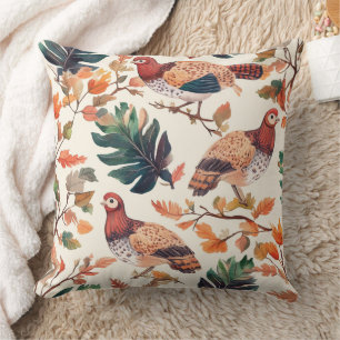 Coussin Dindes d'art populaire – Automne inspiré de la nat
