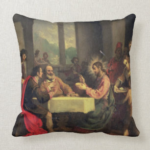 Coussin Dîner chez Emmaus, c.1600-05 (huile sur le