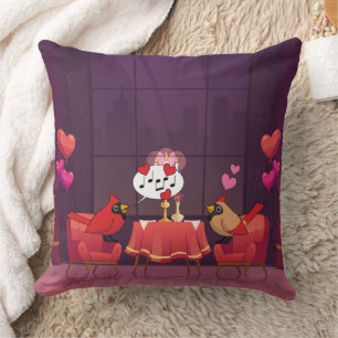 Coussin Dîner des oiseaux cardinaux du Nord Date