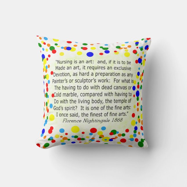 Coussin d'infirmière avec la citation II de (Recto)