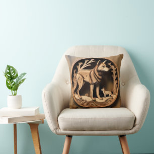 Coussin Dingo Wood Carving, Australie,