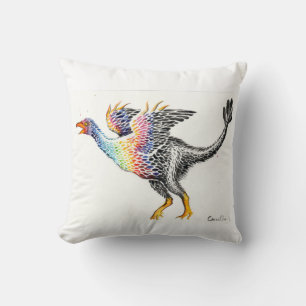 Coussin Dinosaure coloré à plumes