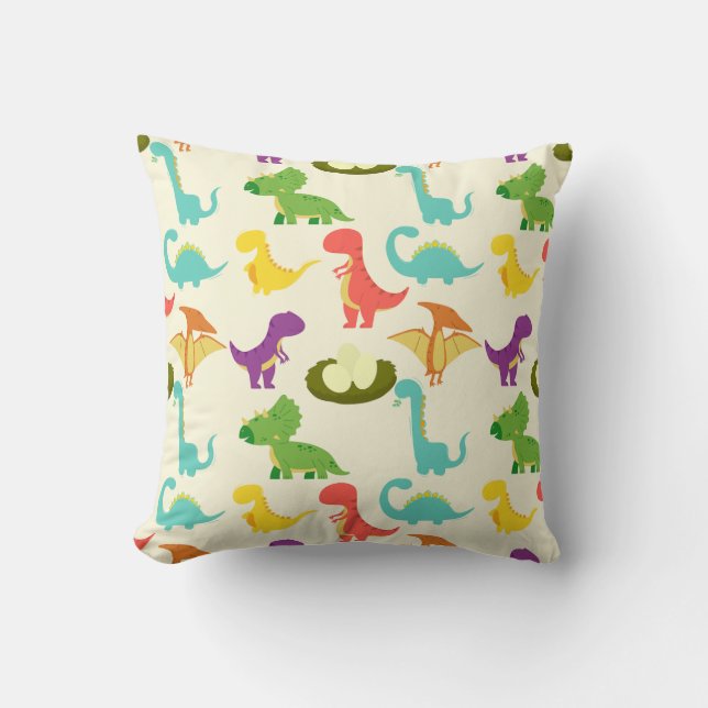 Coussin Dinosaure mignon coloré (Recto)