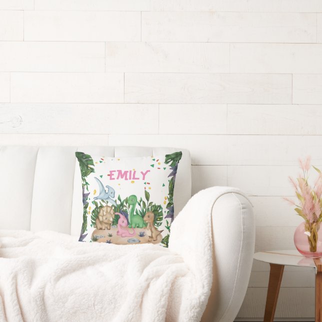 Coussin Dinosaure rustique vert Nom (Canapé)