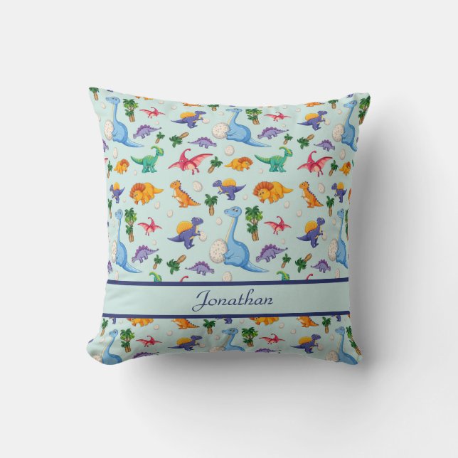 Coussin Dinosaures Cute personnalisée Garçon Nursery Salle (Recto)