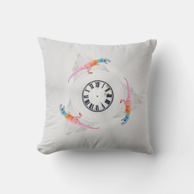 Coussin Dinosaures et Horloges (Recto)
