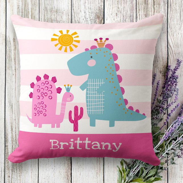 Coussin Dinosaures mignonnes Bébé Fille rose Gras Kawaii (Créateur téléchargé)