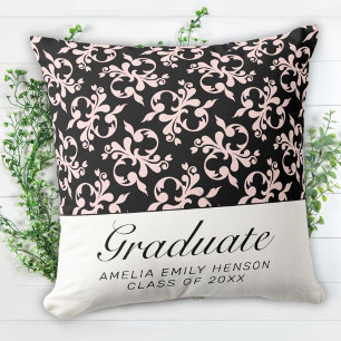 Coussin Diplôme de Rococo Pink Black Motif