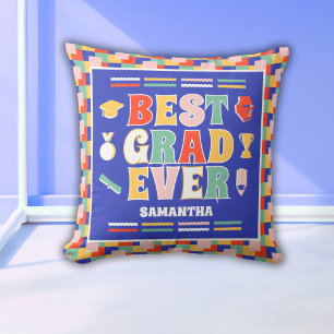 Coussin Diplômé le meilleur Rétro Jamais Bleu Remise des d
