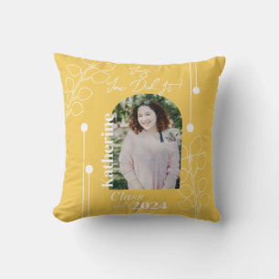 Coussin Diplôme Simple Feuillage Photo Moutarde