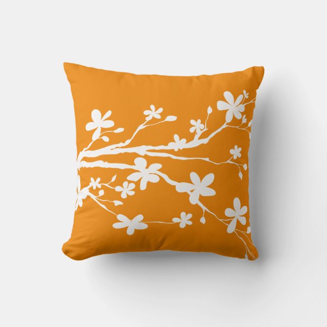 Coussin Direction de la nature de Tangerine (Recto)