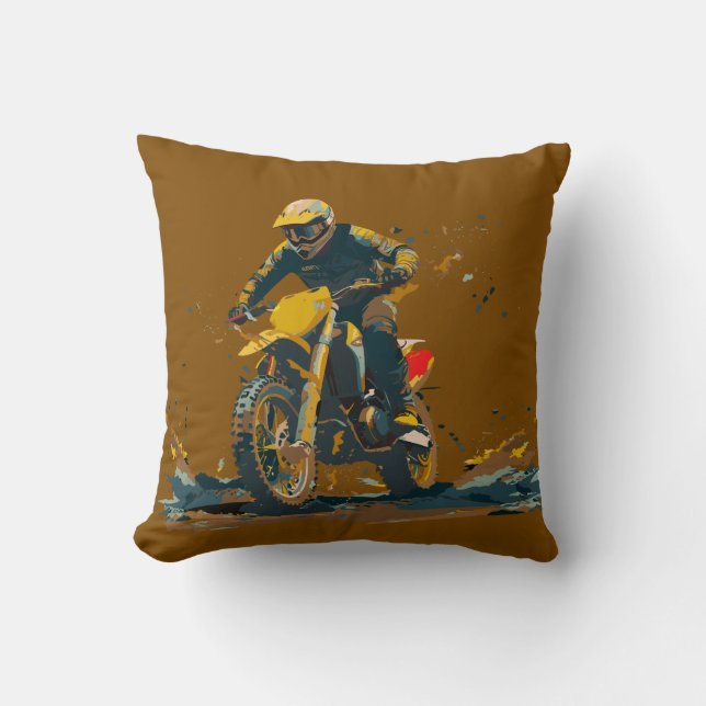 Coussin Dirt Bike Graphic Throw Pillow (Recto)