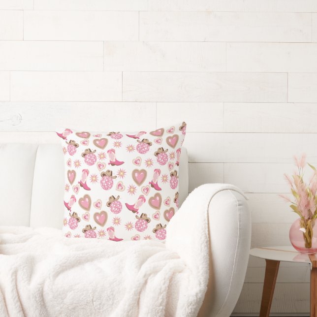 Coussin Disco Cowgirl Valentine Throw Pillow (Canapé)
