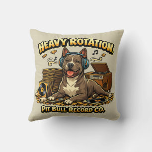 Coussin Disques vinyles cool Pitbull ambiance Rétro
