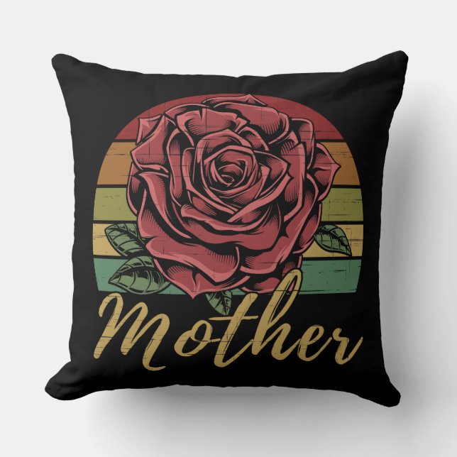 Coussin Distante Retro Sunset Rose rouge Mère (Recto)