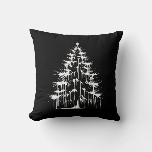 Coussin Distressed Drippy Gothic Chic White Christmas Tree (Recto)