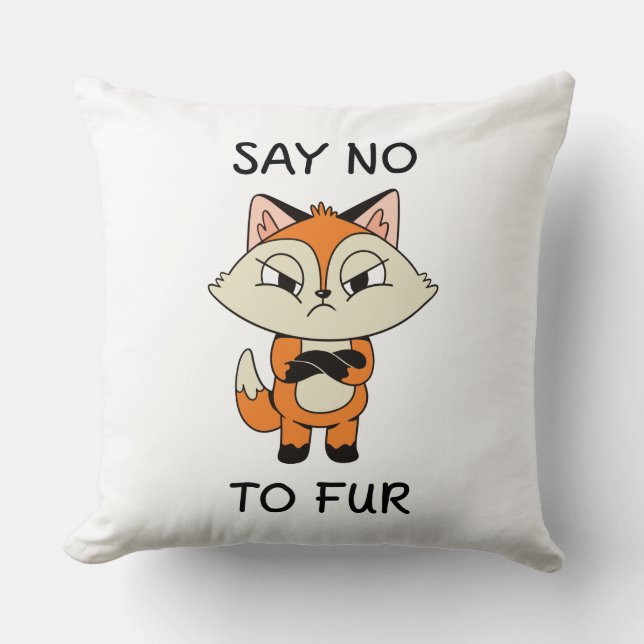 Coussin Dites non à Fur - Triste Fox (Recto)