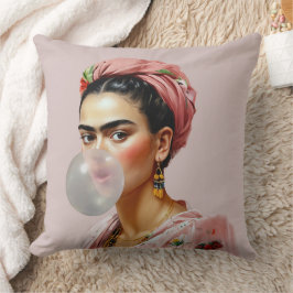 Coussin Diva avec foulard floral soufflant bulle gomme
