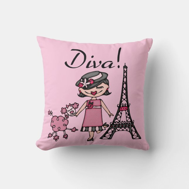 Coussin Diva de cheveux noirs (Recto)
