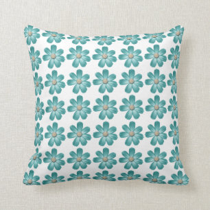 Coussin Divan bleu turquoise tropical de fleur de