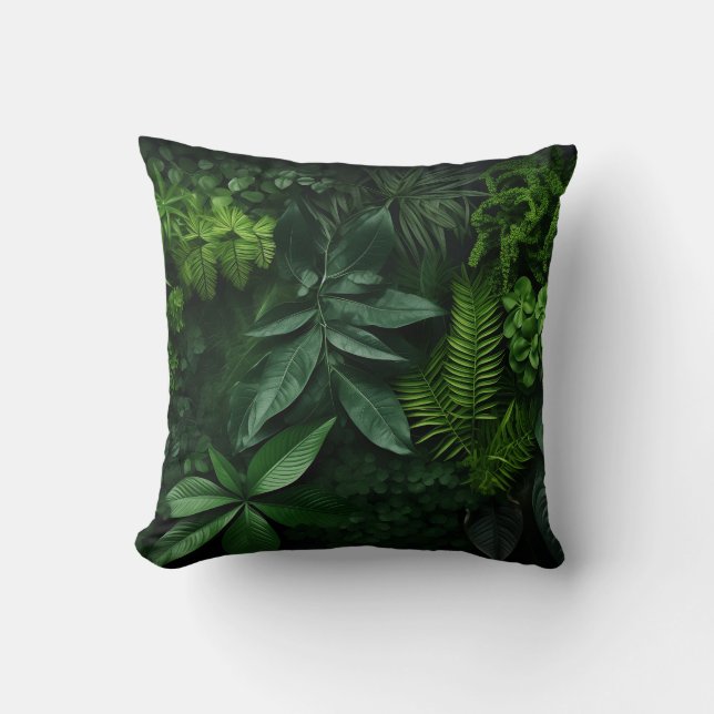 Coussin Divers feuilles plantes sur un arrière - plan somb (Recto)