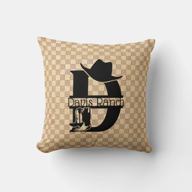 Coussin Diviser le monogramme de cowboy "D" (Recto)