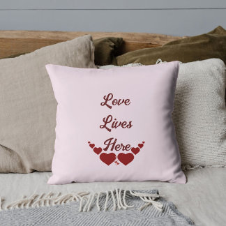 Coussin DIY Élégant Script Cœur Rouge Saint-Valentin Rose