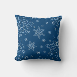 Coussin Dk Blue Christmas BG Snowflake Boarder Clipart