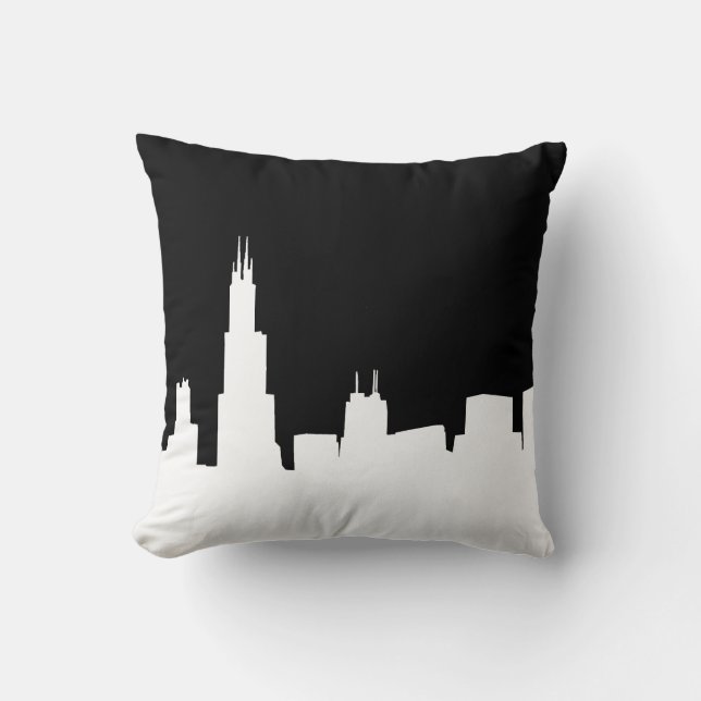 Coussin do-it-yourself BG Chicago Skyline Silhouette Noire (Recto)