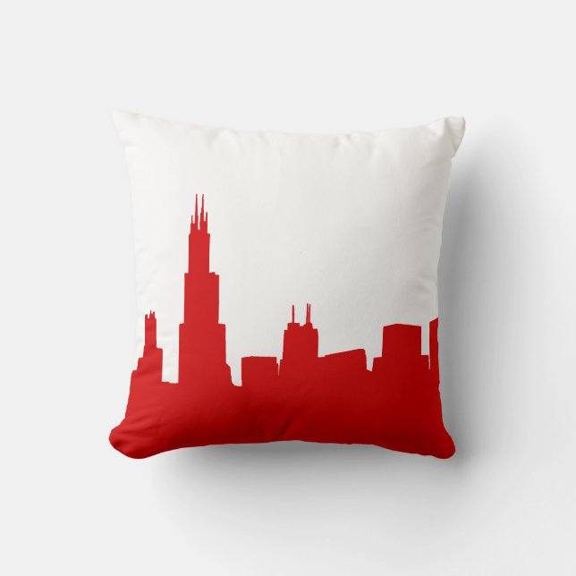 Coussin do-it-yourself BG Chicago Skyline Silhouette rouge (Recto)