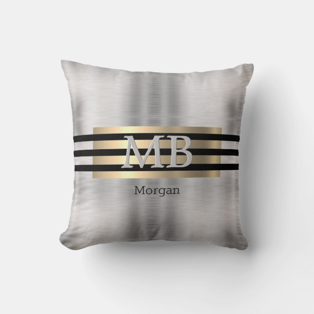 Coussin do-it-yourself Monogramme & Nom, Yel Gold brossé a (Recto)