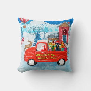 Coussin Doberman Chien de Noël Livraison Camion Neige