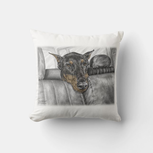 Coussin Doberman en voiture (Recto)