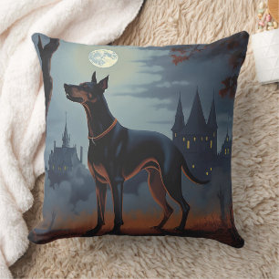 Coussin Doberman Halloween effraie