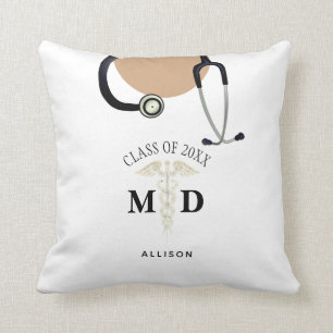 Coussin Docteur MD Graduation Médicale Scrub Nom de famill