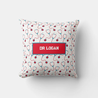 Coussin Docteur nom personnalisé stethoscope cadeau médica