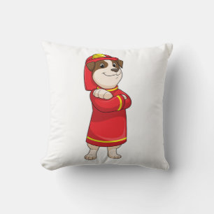 Coussin Dog as Firefighter with Helmet