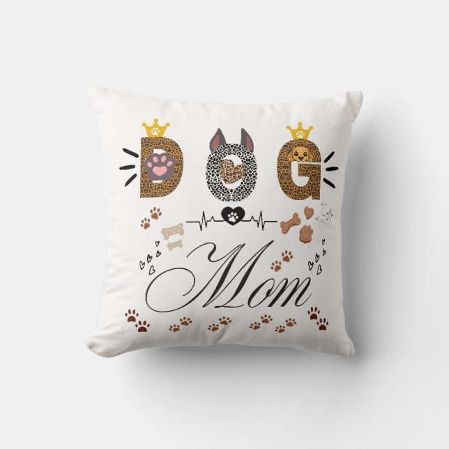 Coussin Dog Mom Leopard Print Paw Design/Leopard Dog Mom (Recto)