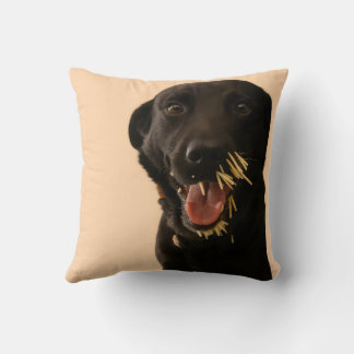 Coussin Dog vs. Porcupine throw pillow