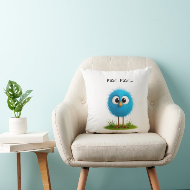 Coussin d'oiseaux drôle mignon PSST Cadeau de conc (Chaise)