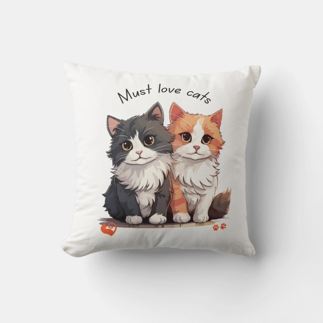 Coussin Doit aimer les chats, cadeau pour les amoureux de  (Recto)
