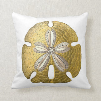 Coussin Dollar de sable d'or sur l'oreiller de jet blanc