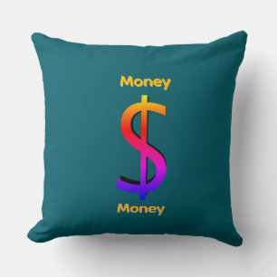 Coussin Dollar $ign Argent Logo Arc-en-ciel Sarcelle