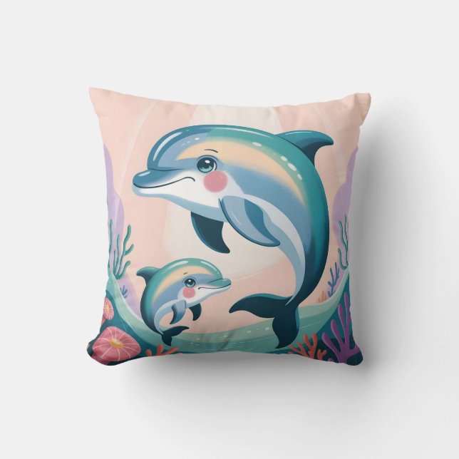 Coussin Dolphin Mom and Baby (Recto)