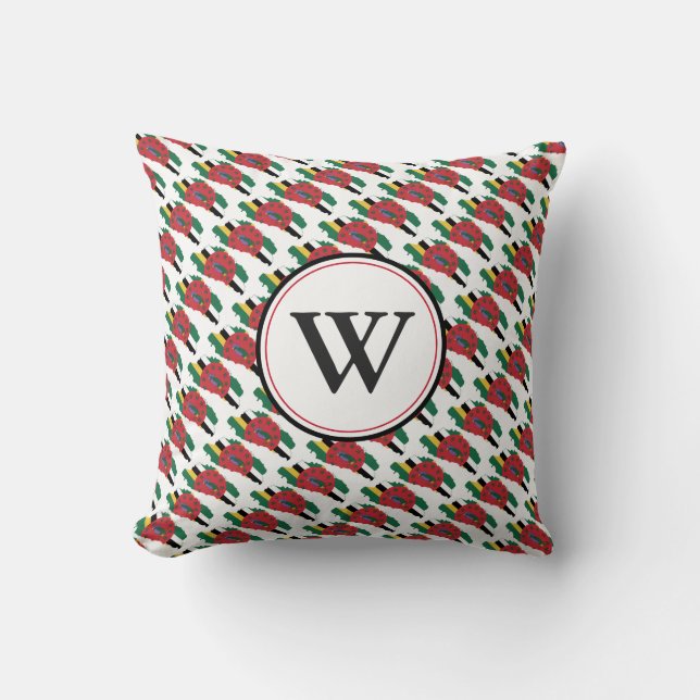 Coussin DOMINICA Drapeau Personnalisé Monogramme (Recto)