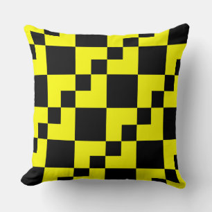 Coussin Domino en Patchwork - Jaune et Noir