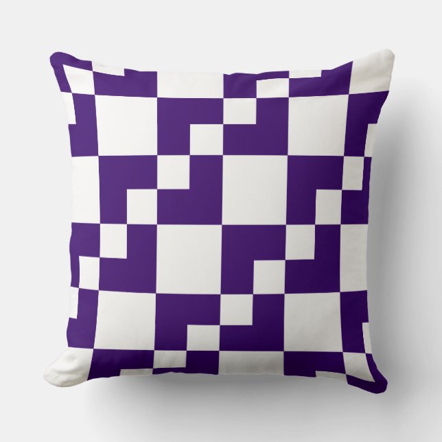 Coussin Domino en Patchwork - Violet profond et blanc (Recto)