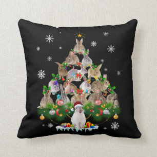 Coussin Don Bunny Joli lapin Arbre de Noël Neige