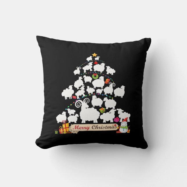 Coussin Don d'arbre de Noël mouton | Drôle cadeau de Noël (Recto)