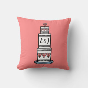 Coussin Don d'illustration de gâteau Mariage personnalisé